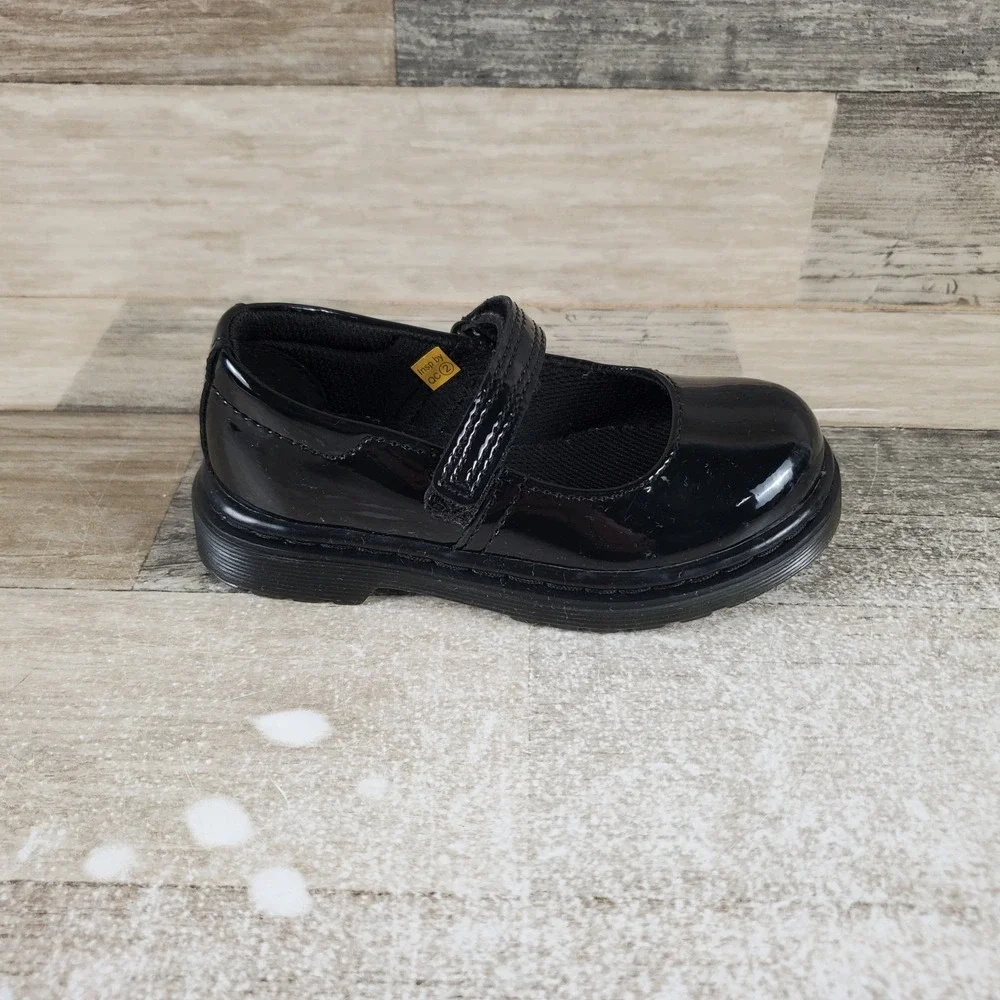 Dr. Martens Junior Maccy II Boys Dress Shoe Sz 8 T Black Patent Lamper Low-Top